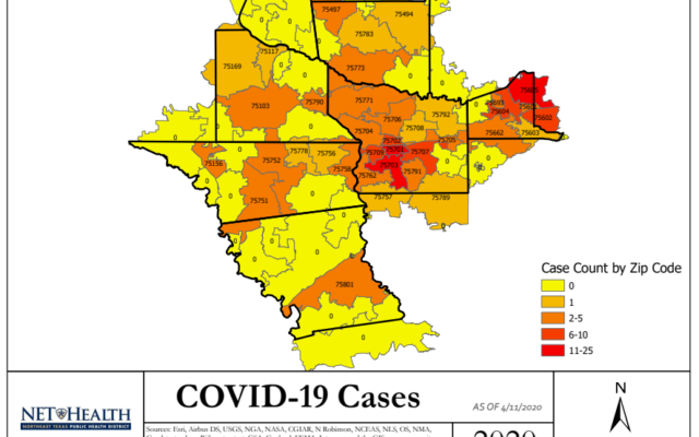 Dan a conocer códigos postales con más casos de Covid 19 en el Este de Texas